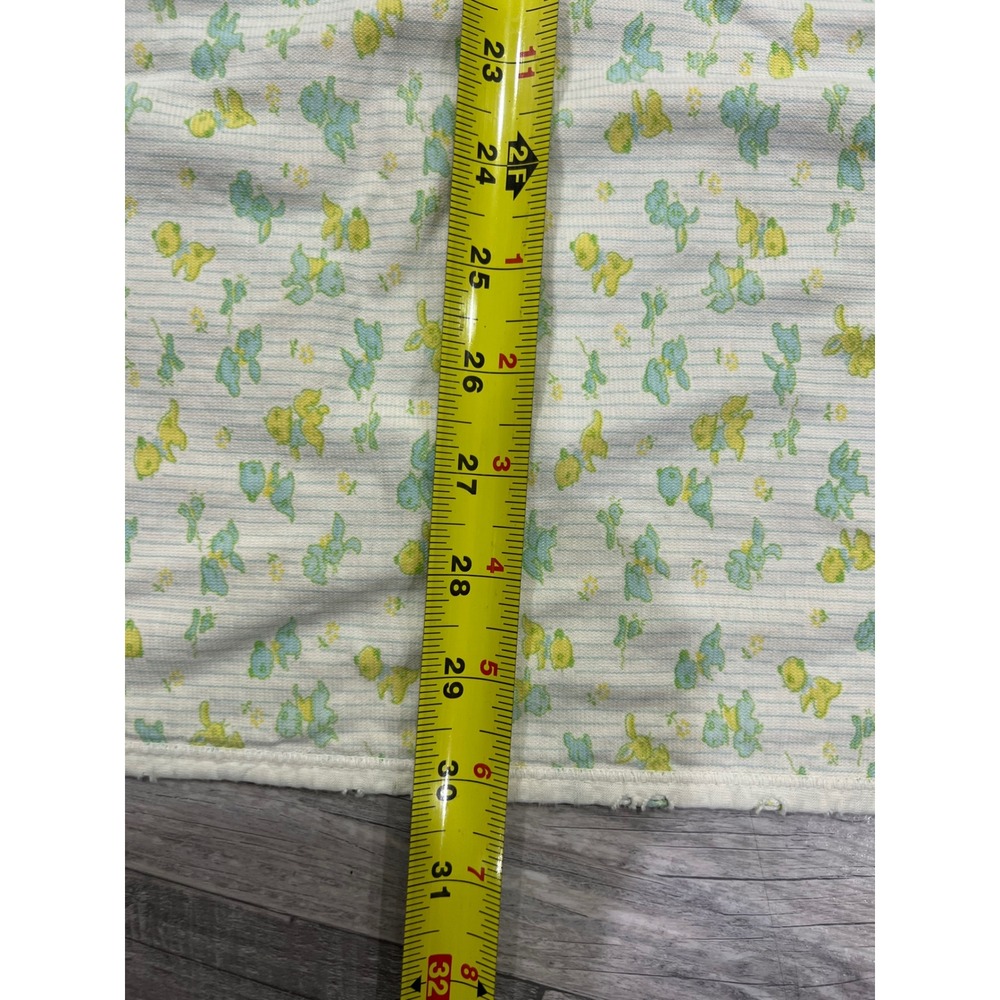 Vintage Baby Receiving Blanket Yellow Blue Teddy Bear Print Picot Trim 30x32 - Picture 3 of 6